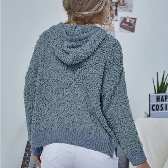 SOFTEST EVER Popcorn knit hoodie pullover blue - Picture 2 of 10